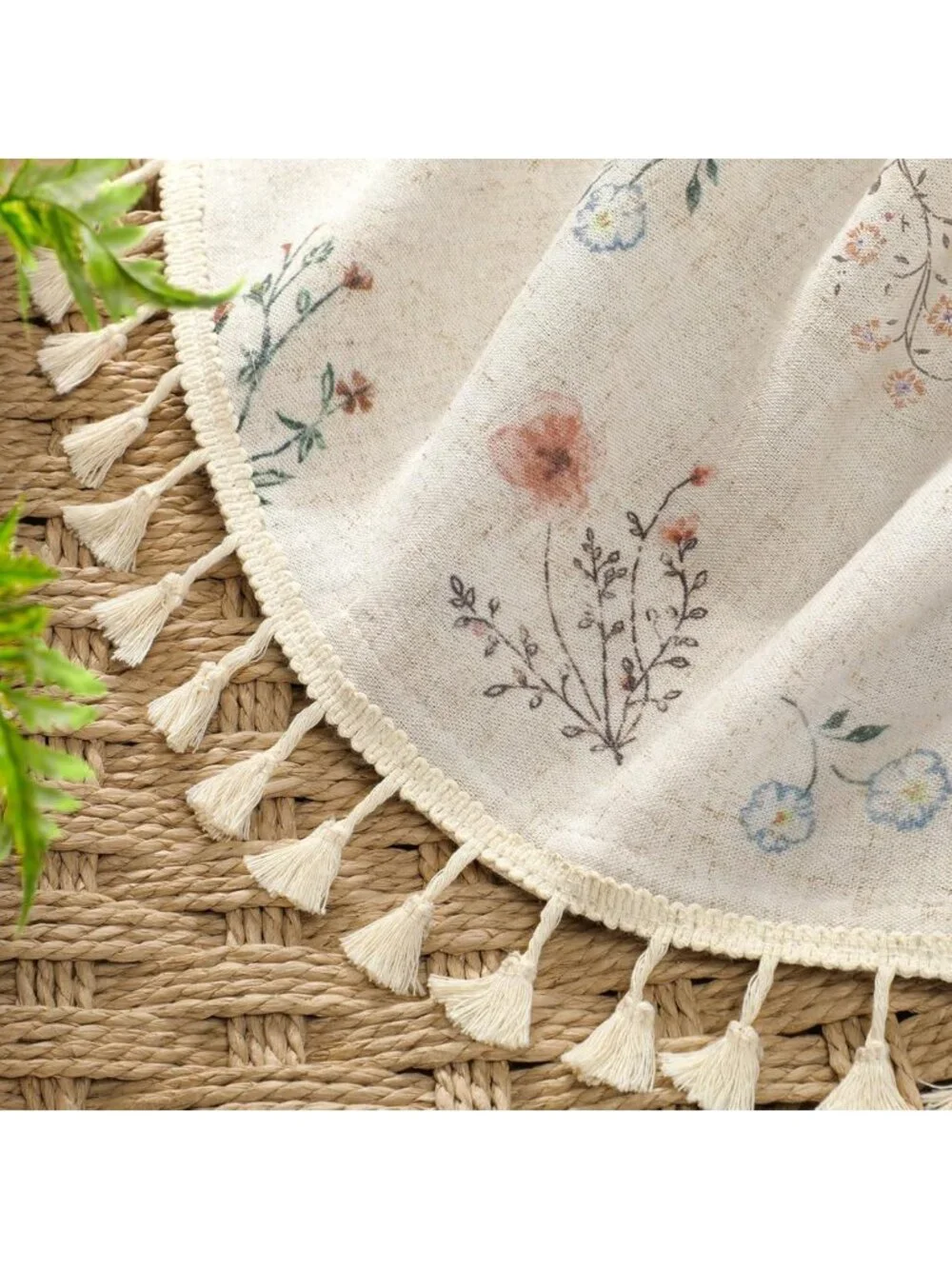 Boho Floral 100% Blackout Curtains - 84 Inch Linen Texture, 2 Panels for Privacy
